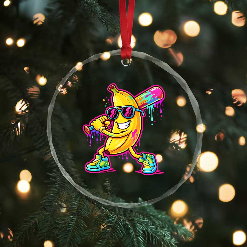 Banana Baseball Drip Crystal Glass Ornament Funny Baseball Drip Ice Cream Kids Youth Boys