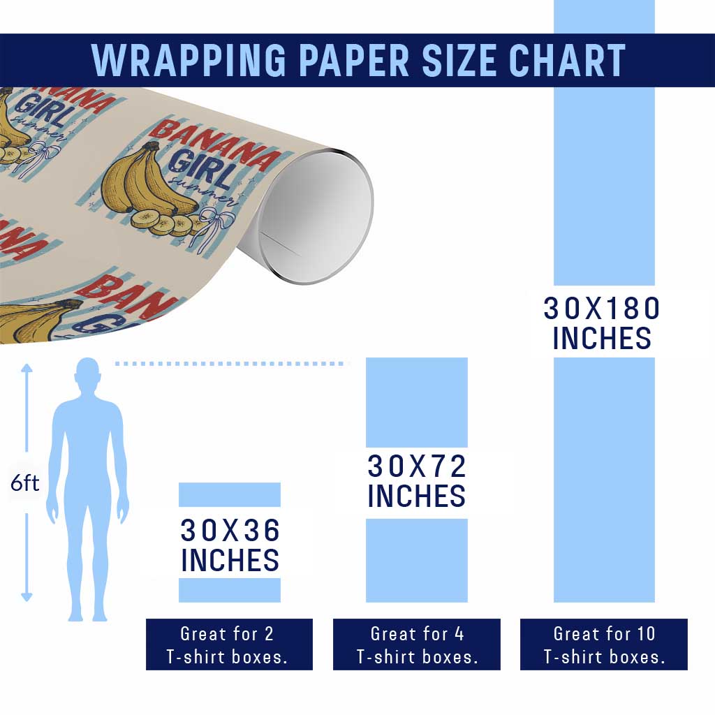 Banana Girl Summer Wrapping Paper Roll Summer Fruit Beach Vacation