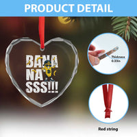Banana Lovers Heart Crystal Glass Ornament Funny Bananas Vintage Style