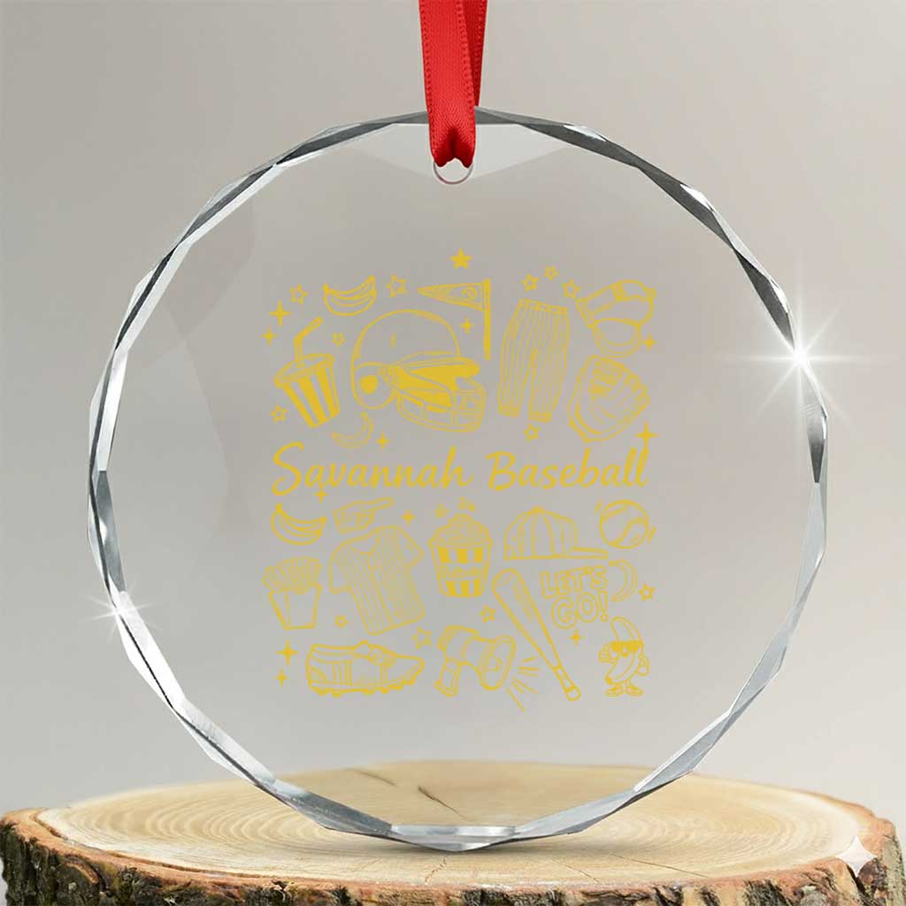Bananas Baseball Crystal Glass Ornament Cute Trendy Banana Baseball Game Day Doodle