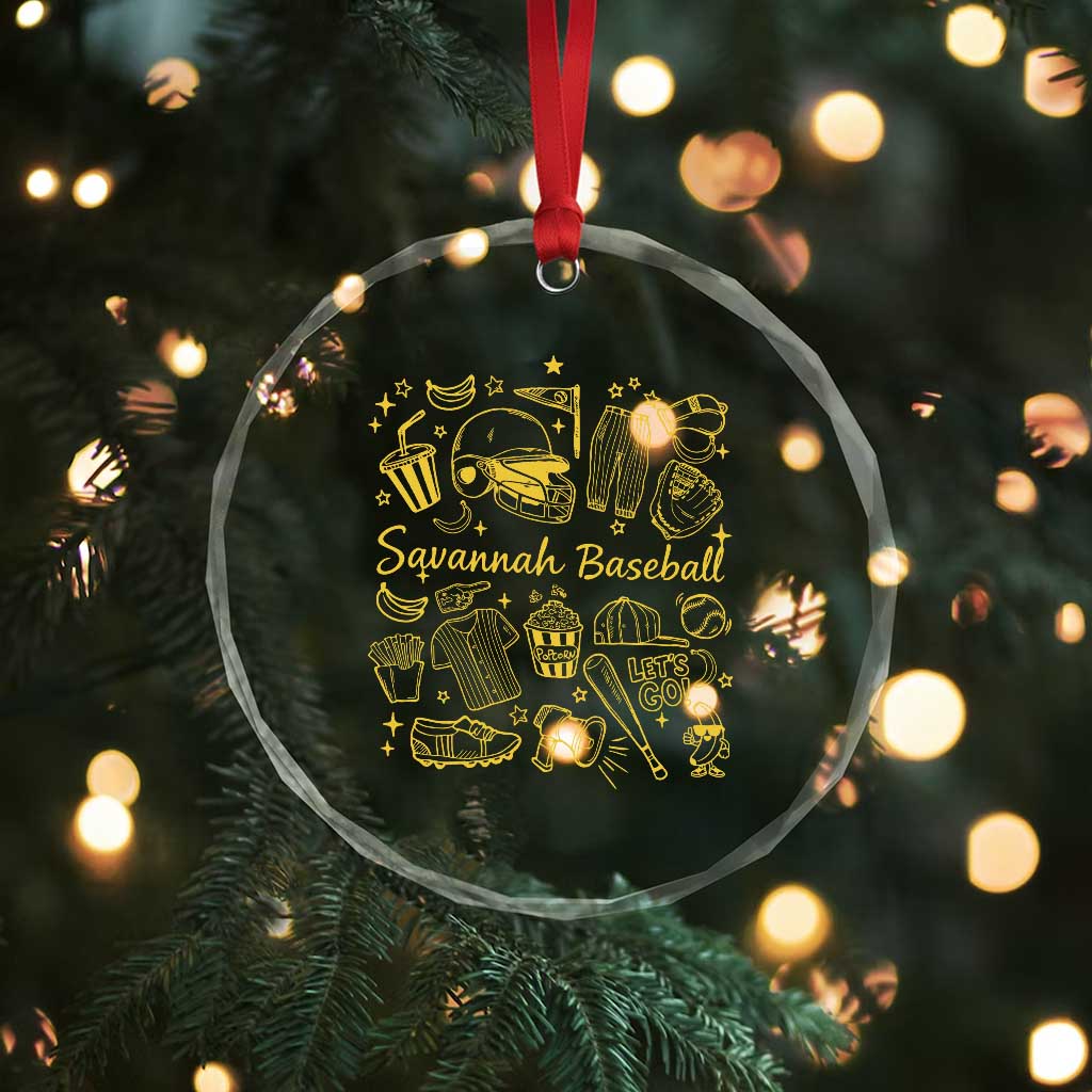 Bananas Baseball Crystal Glass Ornament Cute Trendy Banana Baseball Game Day Doodle