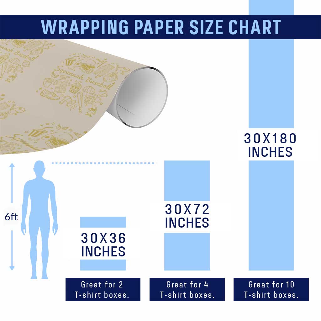 Bananas Baseball Wrapping Paper Roll Cute Trendy Banana Baseball Game Day Doodle