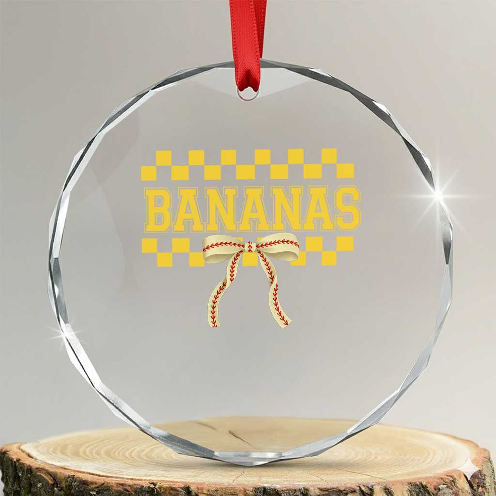 Bananas Coquette Bow Checkered Crystal Glass Ornament Women Girls Kids