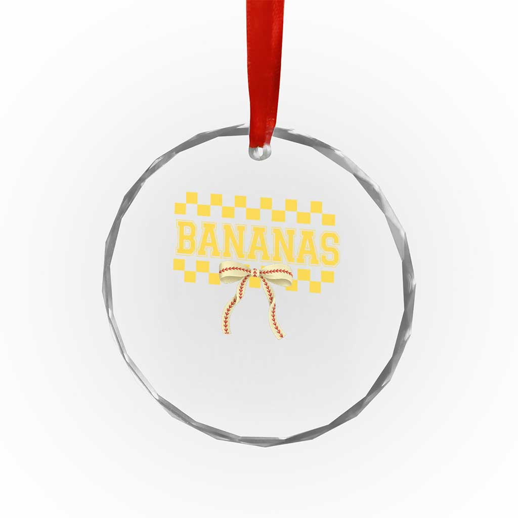 Bananas Coquette Bow Checkered Crystal Glass Ornament Women Girls Kids