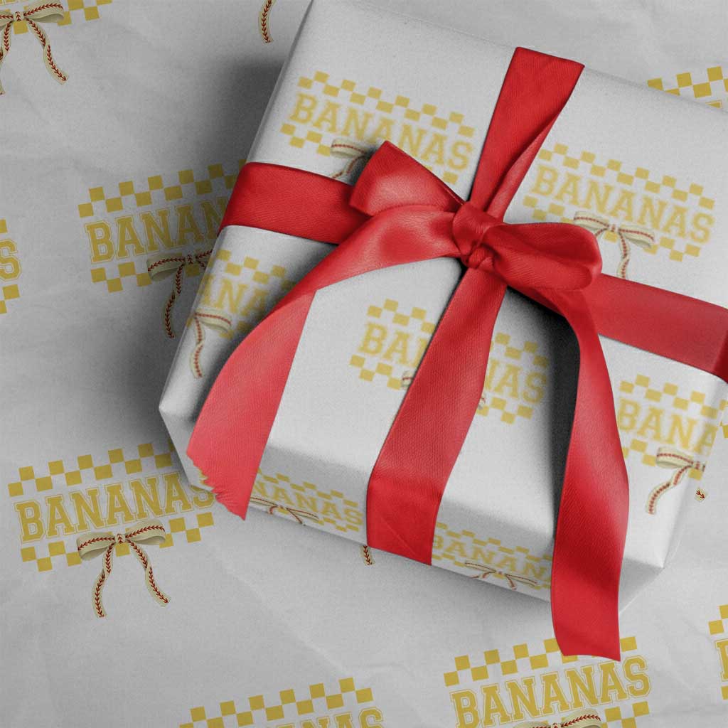 Bananas Coquette Bow Checkered Wrapping Paper Roll Women Girls Kids
