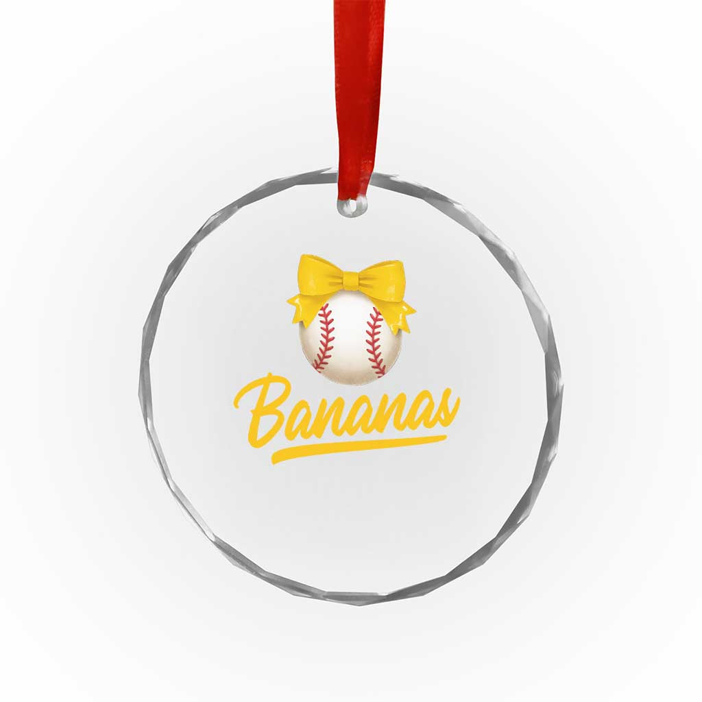 Bananas Coquette Bow Crystal Glass Ornament Banana Retro Popular Fruit Humor Cute Girls Kids