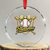 Bananas Coquette Bow Crystal Glass Ornament Baseball Bats Banana Lovers Women Girls Kids