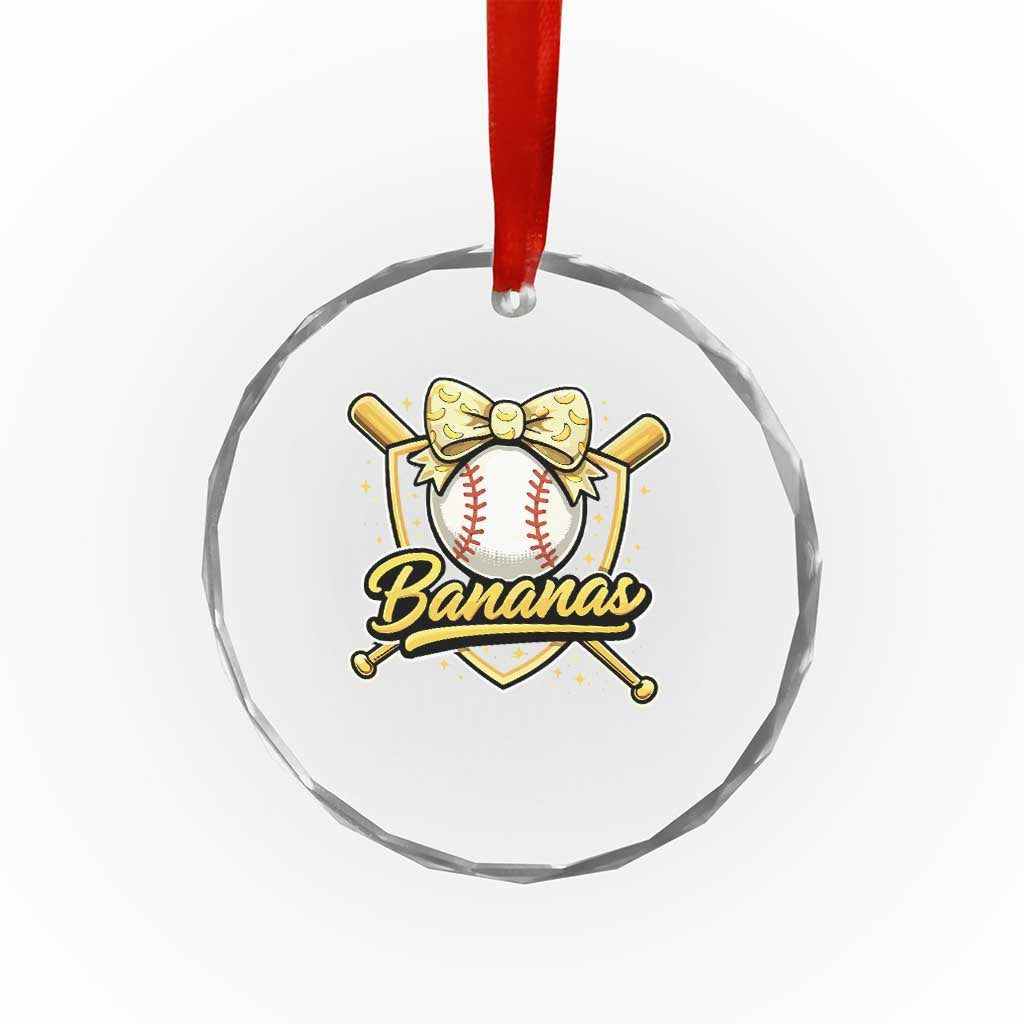 Bananas Coquette Bow Crystal Glass Ornament Baseball Bats Banana Lovers Women Girls Kids