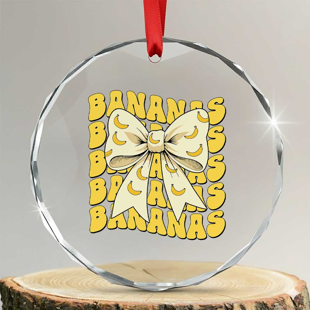 Bananas Coquette Bow Crystal Glass Ornament Retro Banana Lovers Women Girls Kids