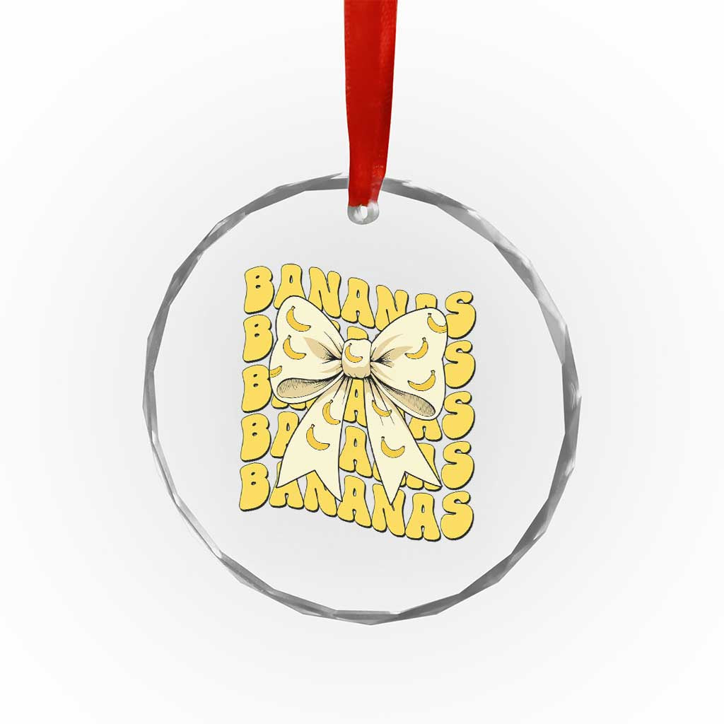 Bananas Coquette Bow Crystal Glass Ornament Retro Banana Lovers Women Girls Kids