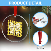Bananas Coquette Bow Crystal Glass Ornament Retro Banana Lovers Women Girls Kids