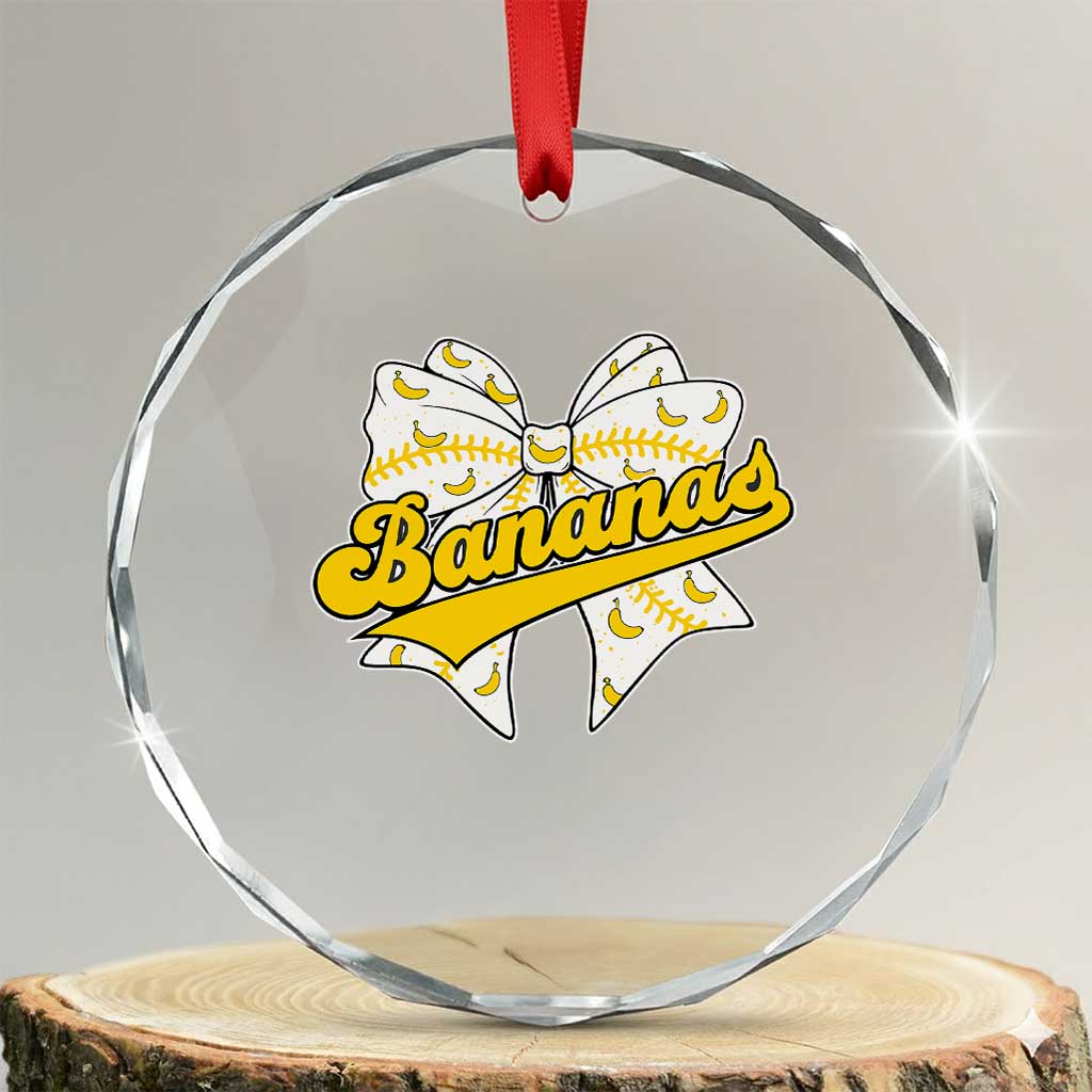 Bananas Coquette Bow Crystal Glass Ornament Retro Throwback Popular Fruit Humor Banana Classic