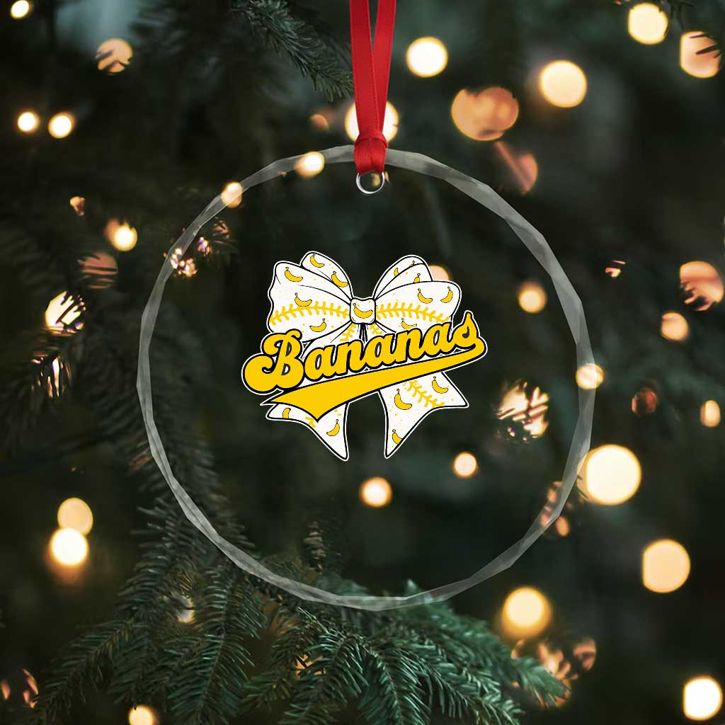 Bananas Coquette Bow Crystal Glass Ornament Retro Throwback Popular Fruit Humor Banana Classic