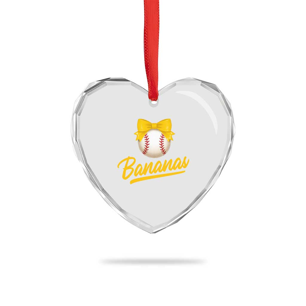 Bananas Coquette Bow Heart Crystal Glass Ornament Banana Retro Popular Fruit Humor Cute Girls Kids