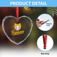 Bananas Coquette Bow Heart Crystal Glass Ornament Banana Retro Popular Fruit Humor Cute Girls Kids