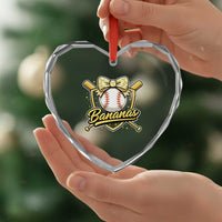 Bananas Coquette Bow Heart Crystal Glass Ornament Baseball Bats Banana Lovers Women Girls Kids