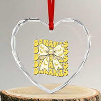Bananas Coquette Bow Heart Crystal Glass Ornament Retro Banana Lovers Women Girls Kids