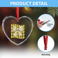 Bananas Coquette Bow Heart Crystal Glass Ornament Retro Banana Lovers Women Girls Kids