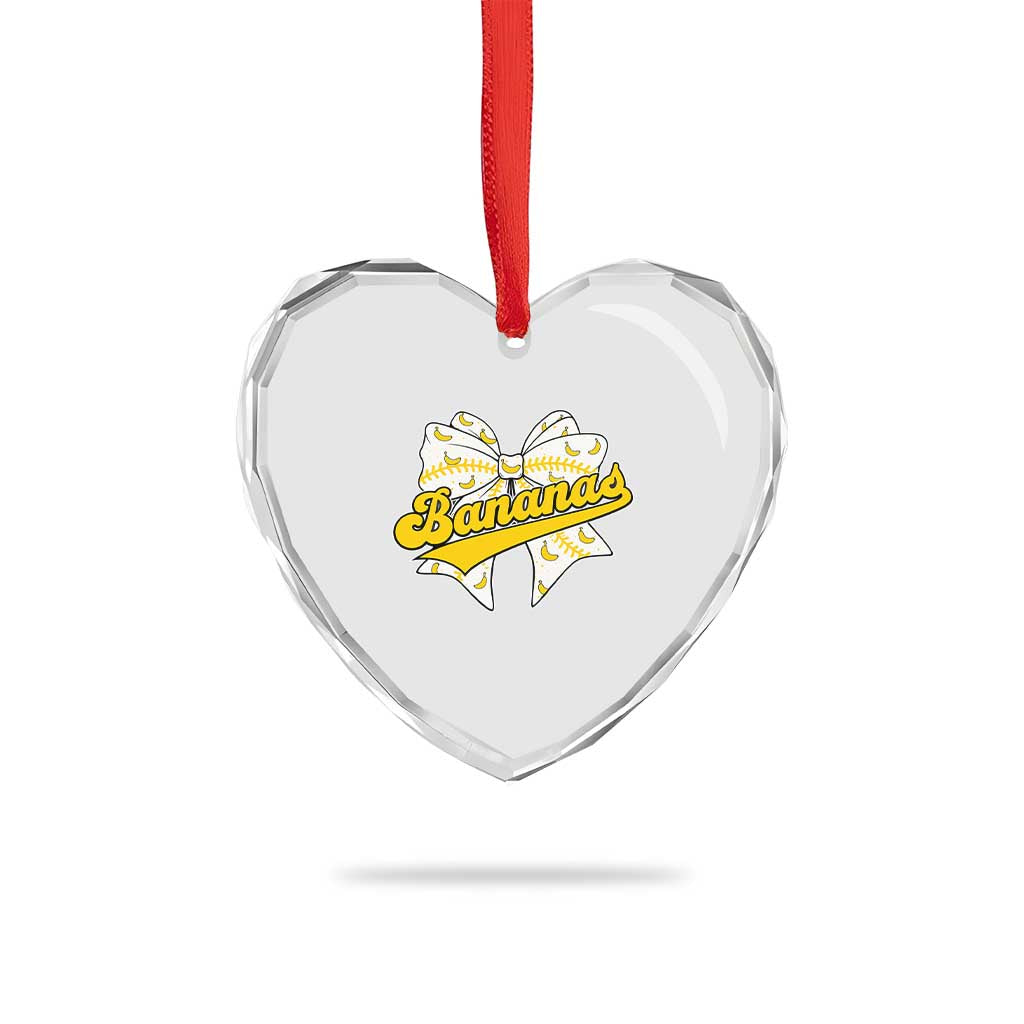 Bananas Coquette Bow Heart Crystal Glass Ornament Retro Throwback Popular Fruit Humor Banana Classic