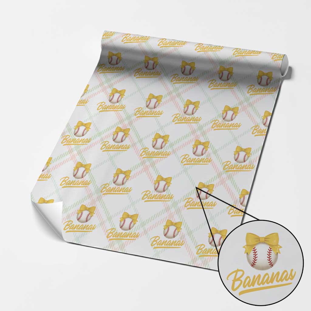 Bananas Coquette Bow Wrapping Paper Roll Banana Retro Popular Fruit Humor Cute Girls Kids