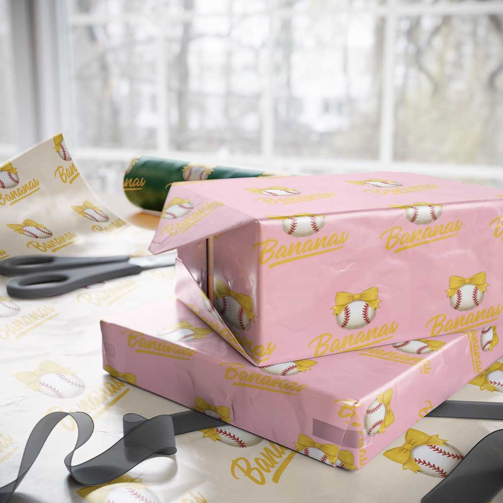 Bananas Coquette Bow Wrapping Paper Roll Banana Retro Popular Fruit Humor Cute Girls Kids