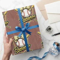 Bananas Coquette Bow Wrapping Paper Roll Baseball Bats Banana Lovers Women Girls Kids