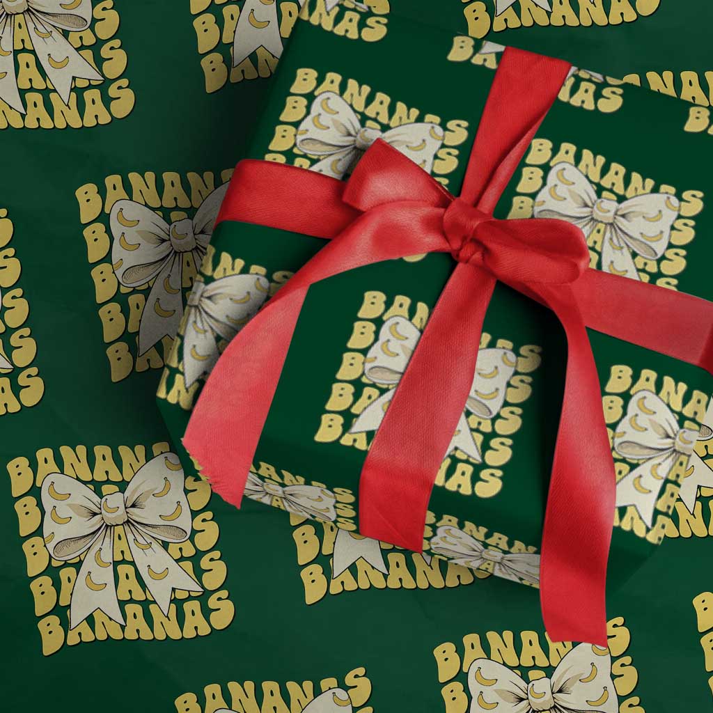 Bananas Coquette Bow Wrapping Paper Roll Retro Banana Lovers Women Girls Kids