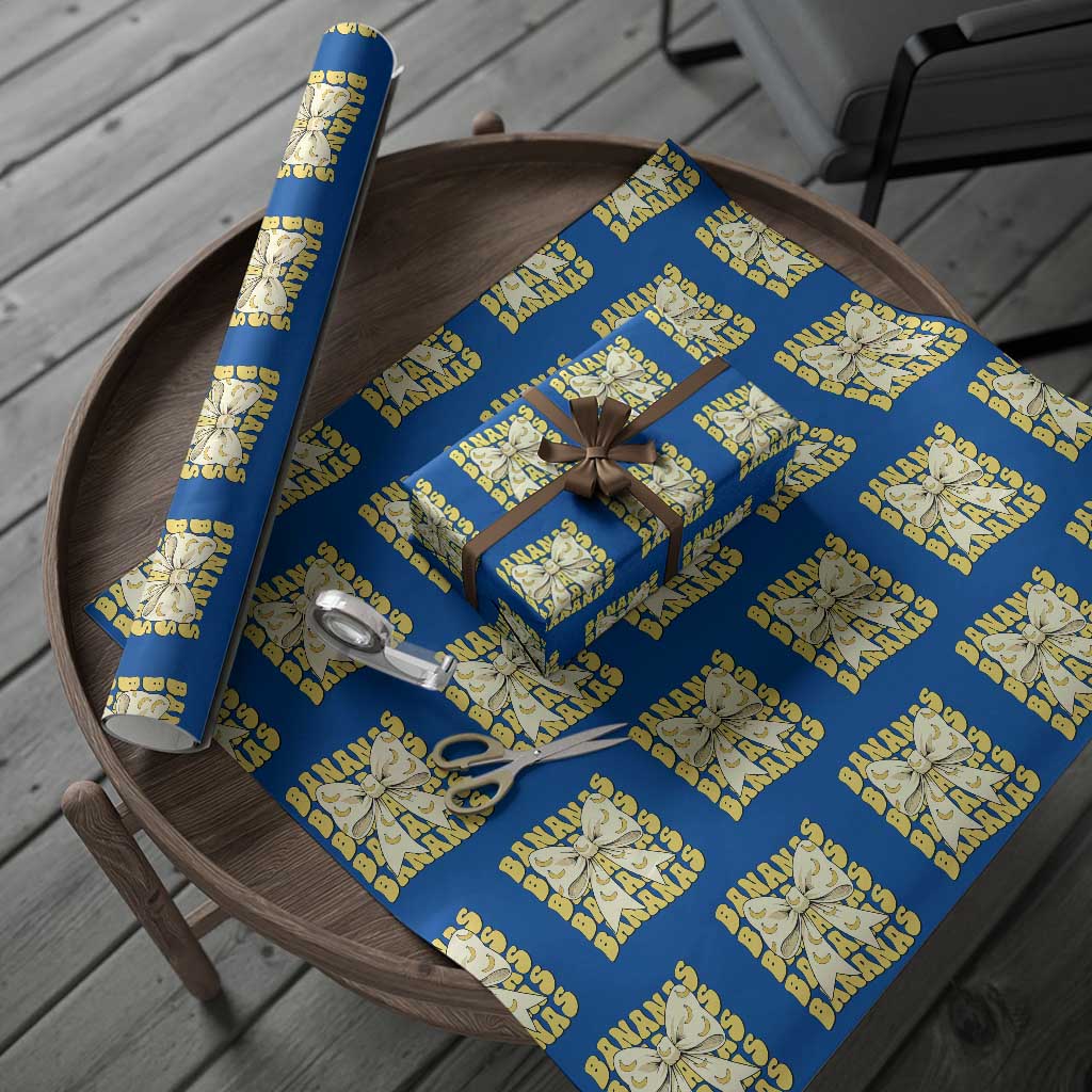 Bananas Coquette Bow Wrapping Paper Roll Retro Banana Lovers Women Girls Kids