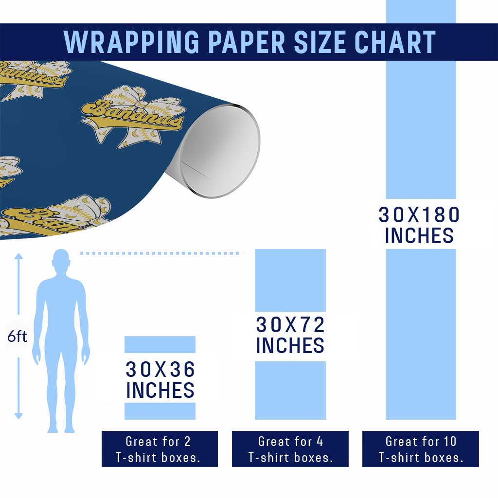 Bananas Coquette Bow Wrapping Paper Roll Retro Throwback Popular Fruit Humor Banana Classic