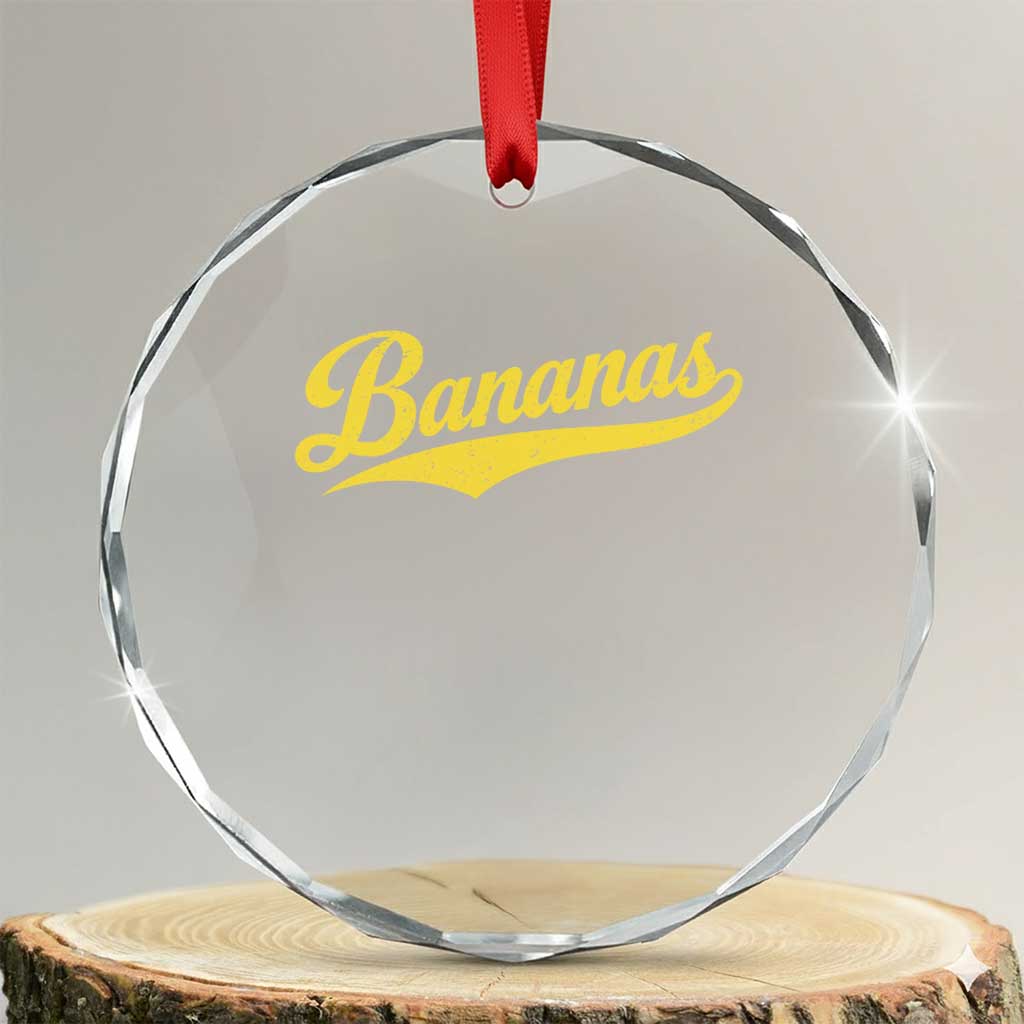 Bananas Retro Throwback Baseball Sport Lover Crystal Glass Ornament