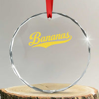 Bananas Retro Throwback Baseball Sport Lover Crystal Glass Ornament