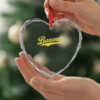 Bananas Retro Throwback Baseball Sport Lover Heart Crystal Glass Ornament