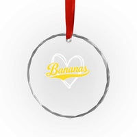 Bananas Vintage Heart Baseball Fan Game Day Crystal Glass Ornament