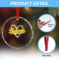 Bananas Vintage Heart Baseball Fan Game Day Crystal Glass Ornament