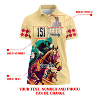 Custom Photo Kentucky Horse Racing Women Polo Shirt Derby Anniversary Art Gold Version