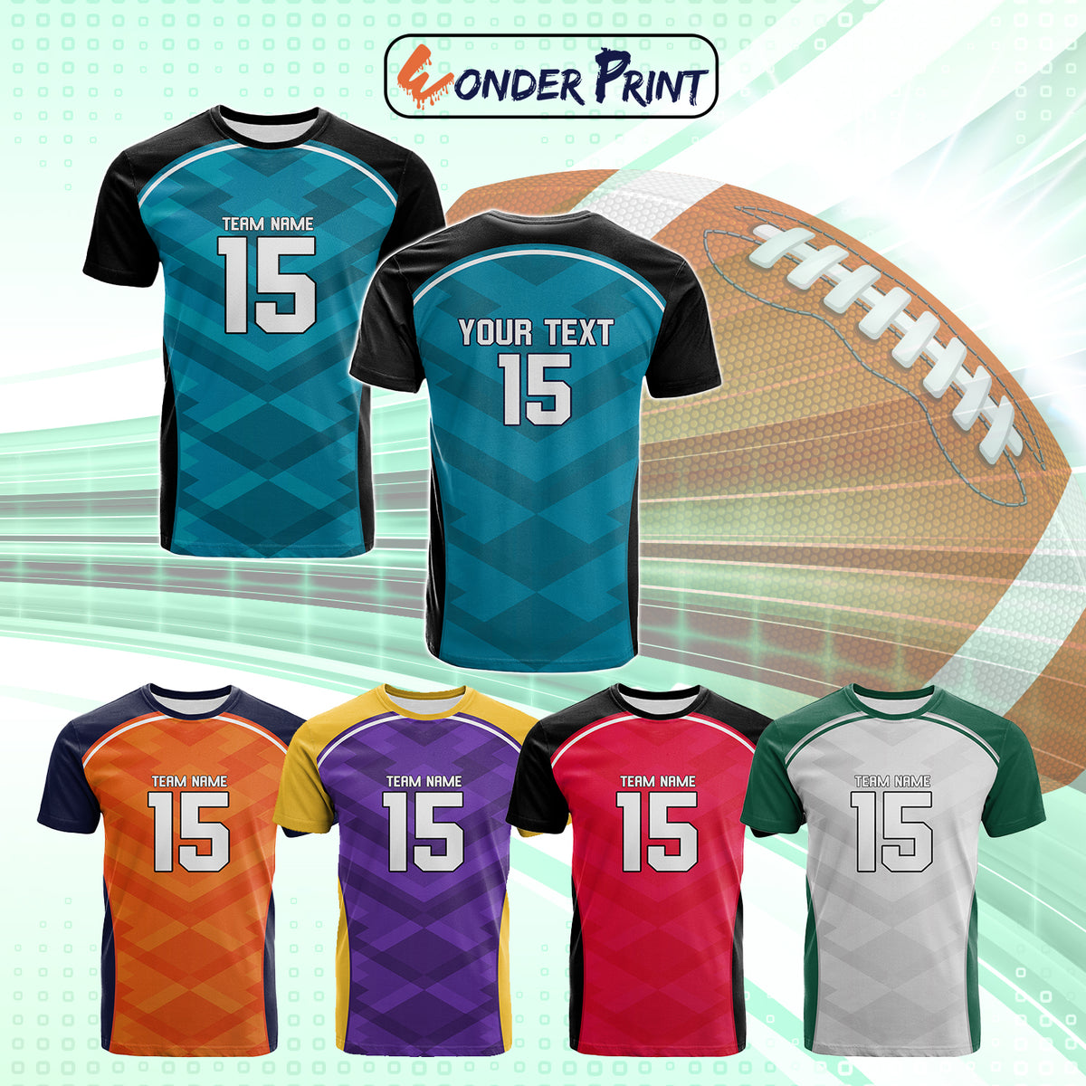 Custom Color 2025 Football T-Shirt – Personalized Team Name & Number CTM15