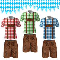 Lederhosen Costume Combo Polo Shirt and Men's Shorts Caro Pattern LT03
