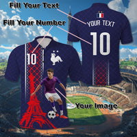 Custom Photo Midnight Navy Football Polo Shirt Paris Architectural Heritage Style