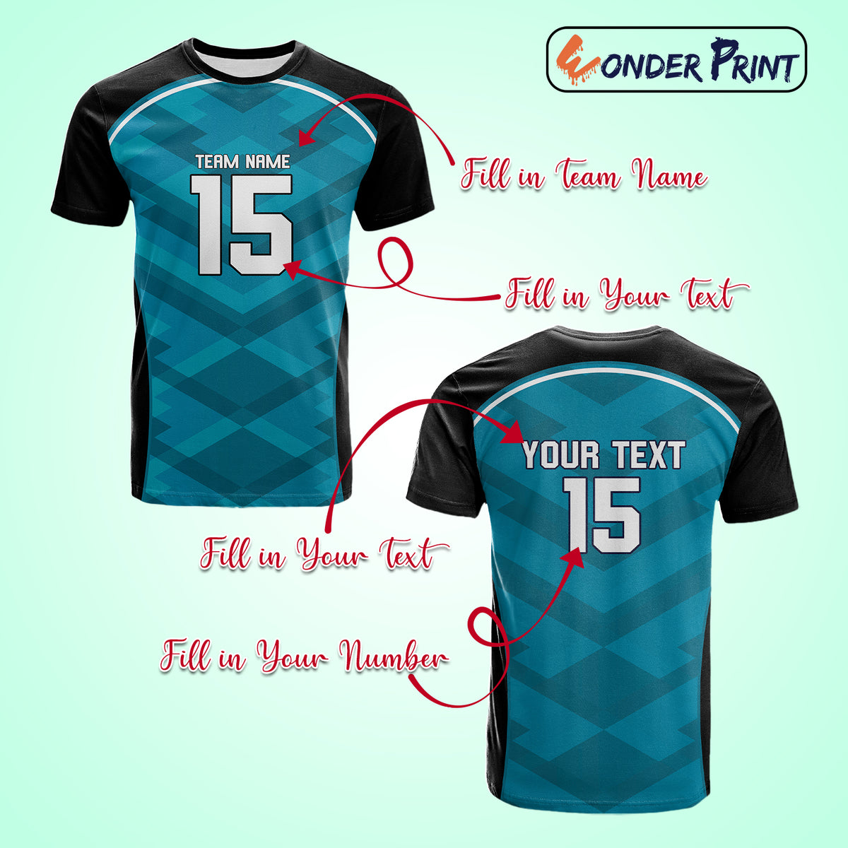 Custom Color 2025 Football T-Shirt – Personalized Team Name & Number CTM15
