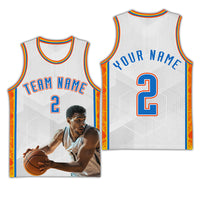 Custom White Orange Thunder Sport Basketball Jersey