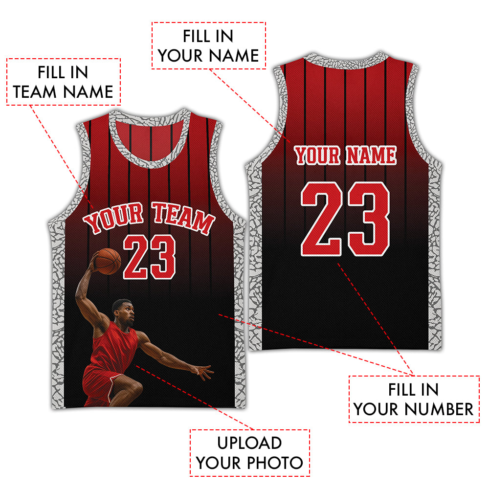 Custom Photo Scarlet Abyss Elephant Print Basketball Jersey - Wonder Print Shop