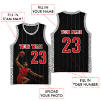 Custom Photo Black Cement Elephant Print Basketball Jersey - Wonder Print Shop