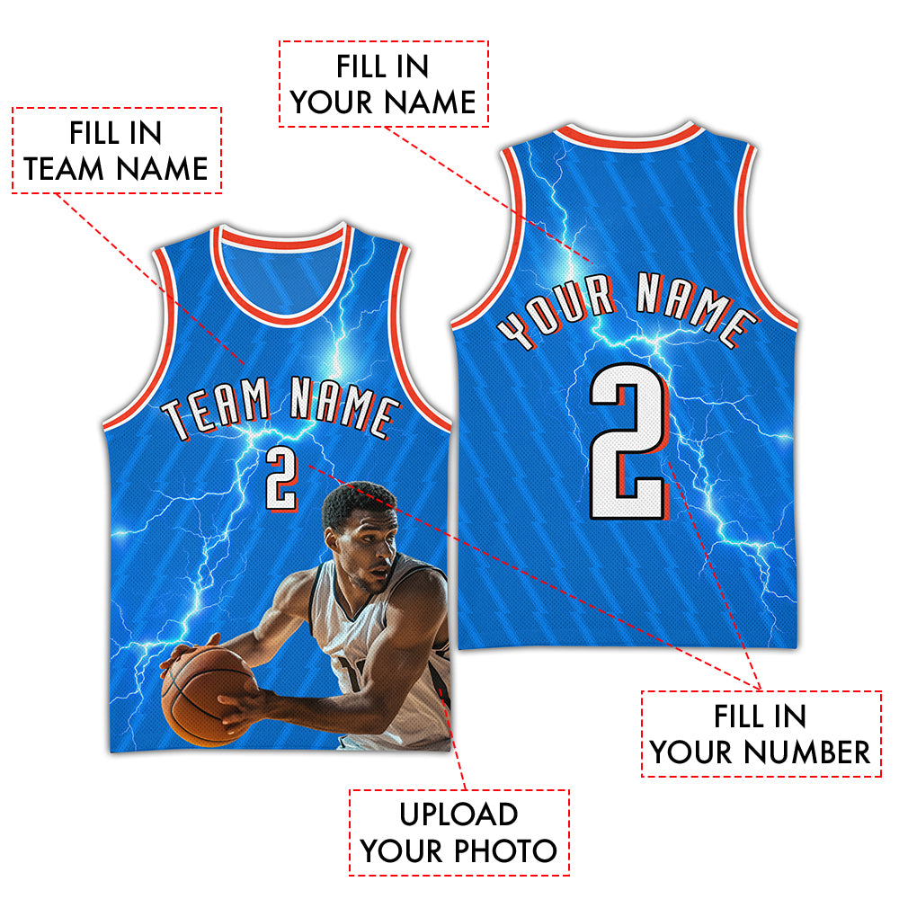 Custom Blue Thunder Basketball Jersey