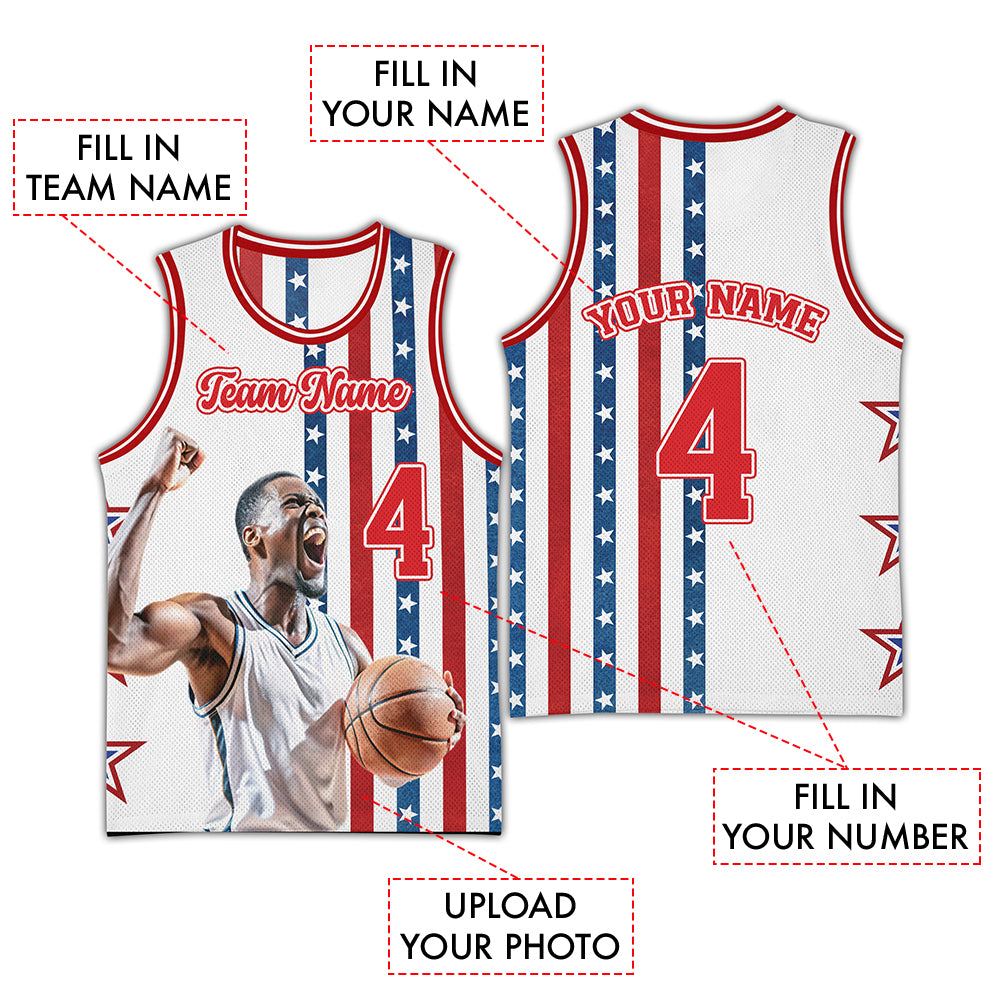 Custom Photo American Stars Basketball Jersey
