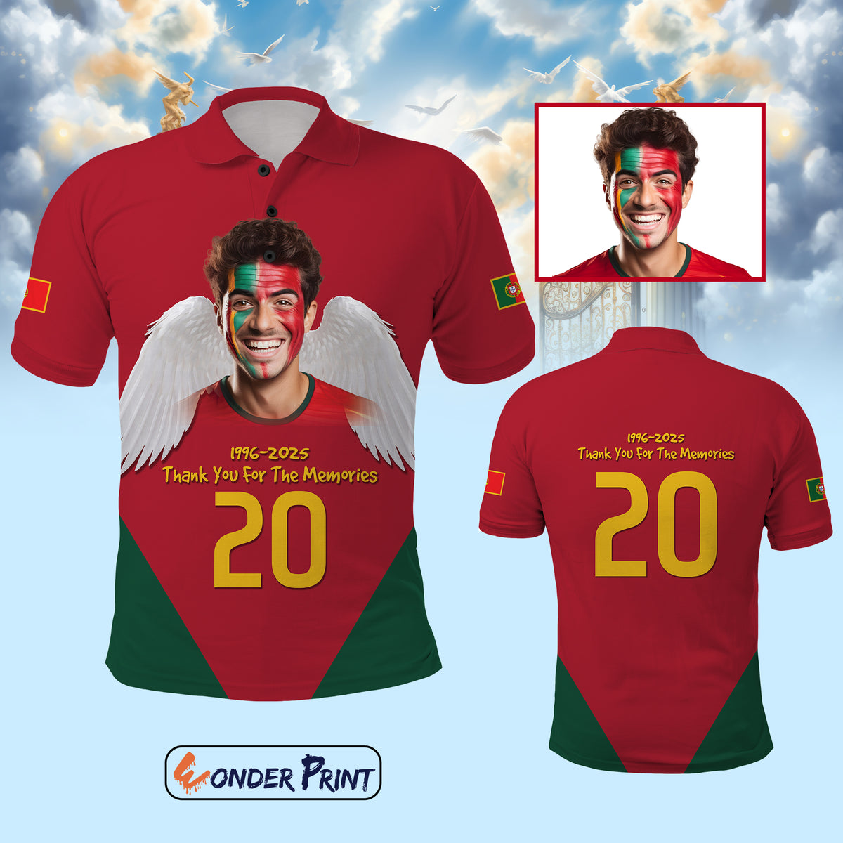 Custom Photo Portuguese Footballer Polo Shirt 1996-2025 Thank You For The Memories CTM09