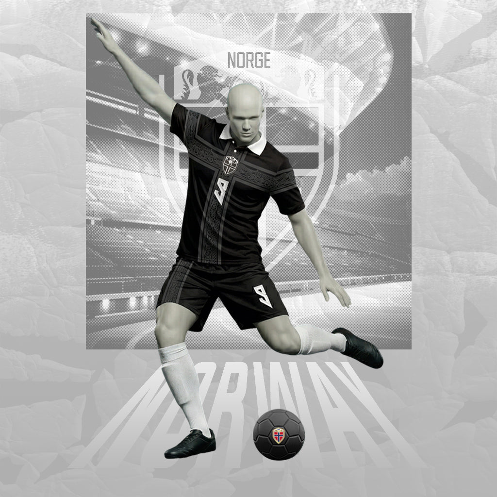 Custom Norway Football 2026 Combo Polo Shirt and Men's Shorts Nordic Knot Pattern Black Color LT03
