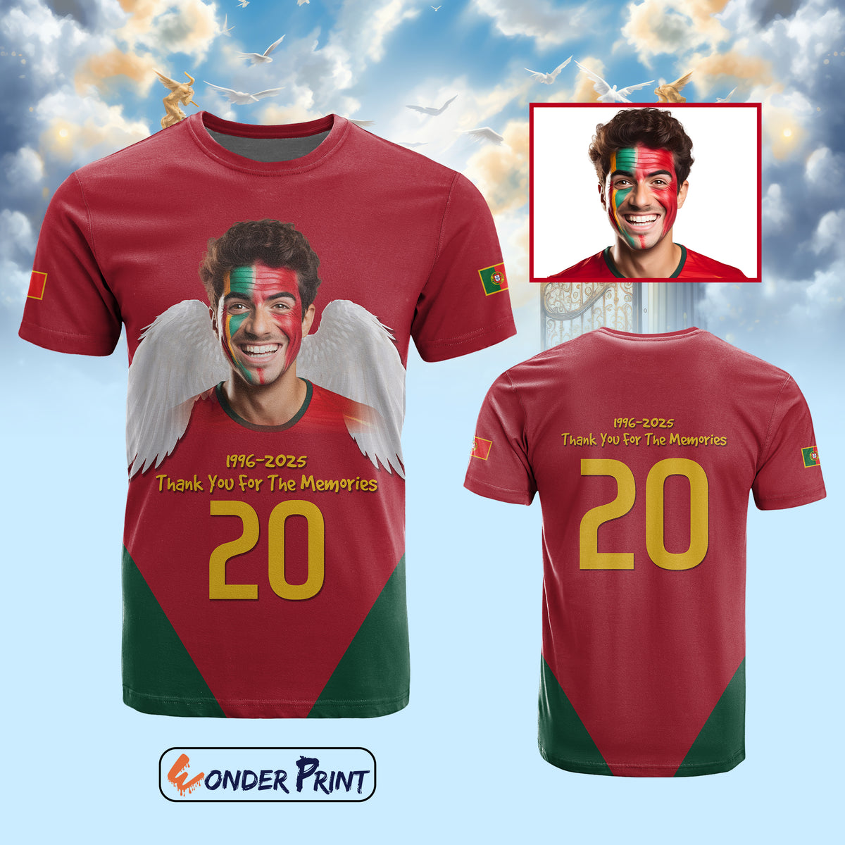 Custom Photo Portuguese Footballer T Shirt 1996-2025 Thank You For The Memories CTM09