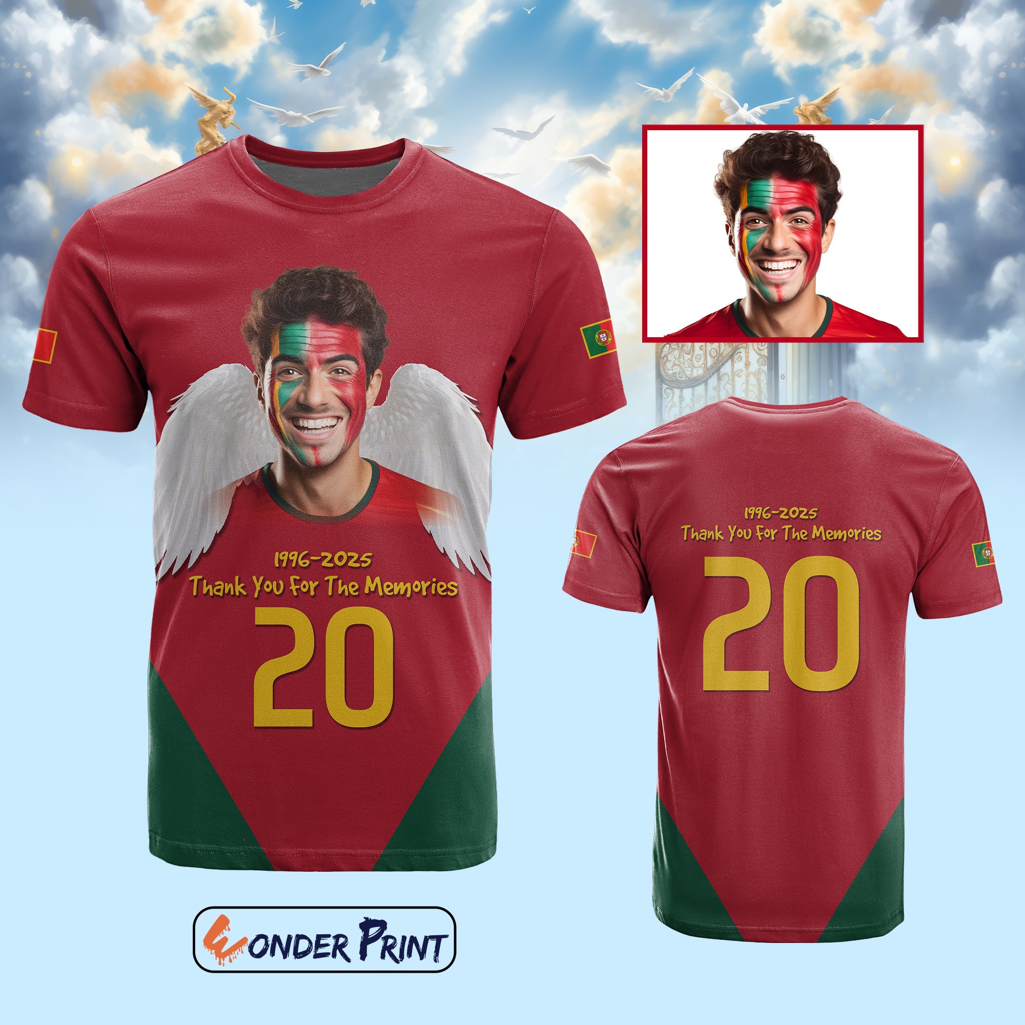 Custom Photo Portuguese Footballer T Shirt 1996-2025 Thank You For The Memories CTM09