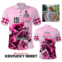 Custom Kentucky Derby Polo Shirt with Photo – Pink Out Party Horse Racing Design CTM09