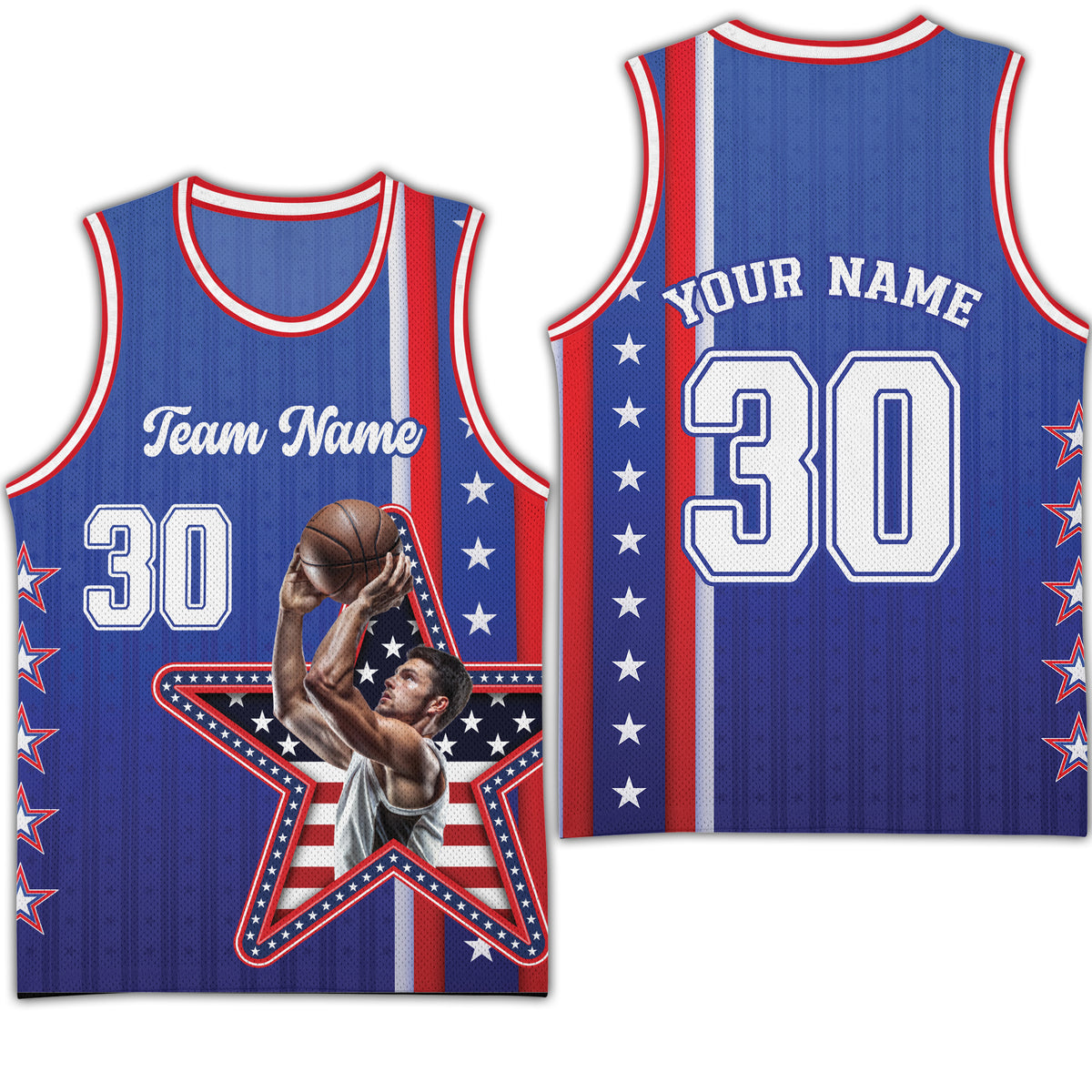 Custom Photo United States Stars Basketball Jersey